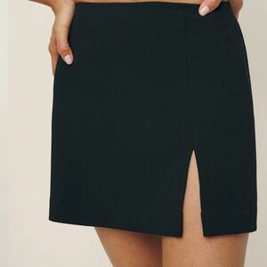 Reformation Black Mini Skirt with Slit - Size 0